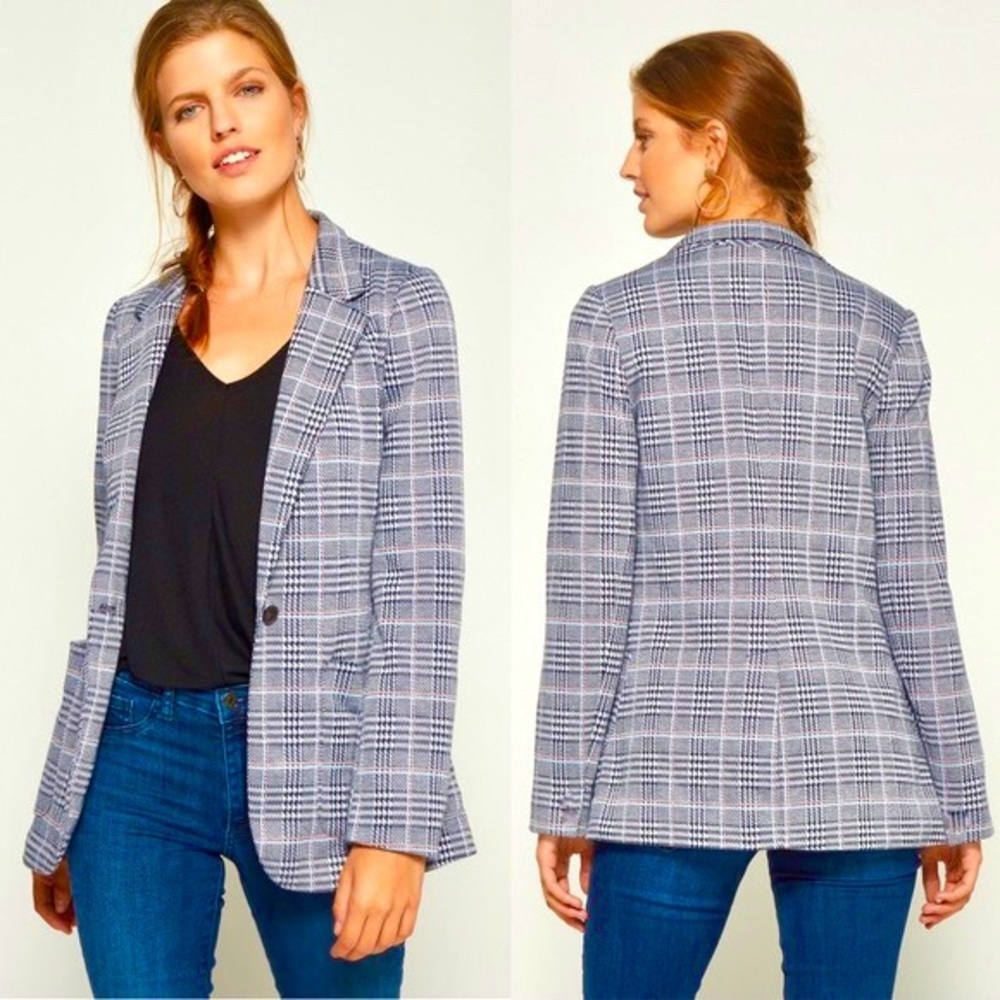 GAP Plaid Houndstooth Modern Boyfriend Blazer Jacket NWT